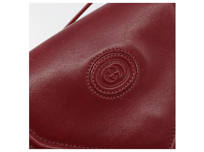 Bolsa de Ombro GUCCI em Couro Vermelho Ouro 007 261 0081 Auth BA13384 Dourado - vista 17