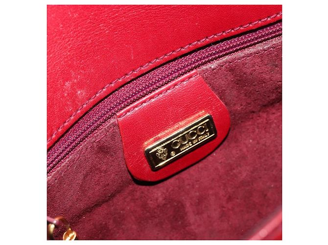 Bolsa de Ombro GUCCI em Couro Vermelho Ouro 007 261 0081 Auth BA13384 Dourado - vista 18