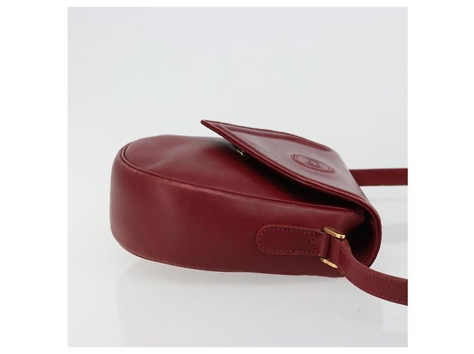 Bolsa de Ombro GUCCI em Couro Vermelho Ouro 007 261 0081 Auth BA13384 Dourado - vista 3