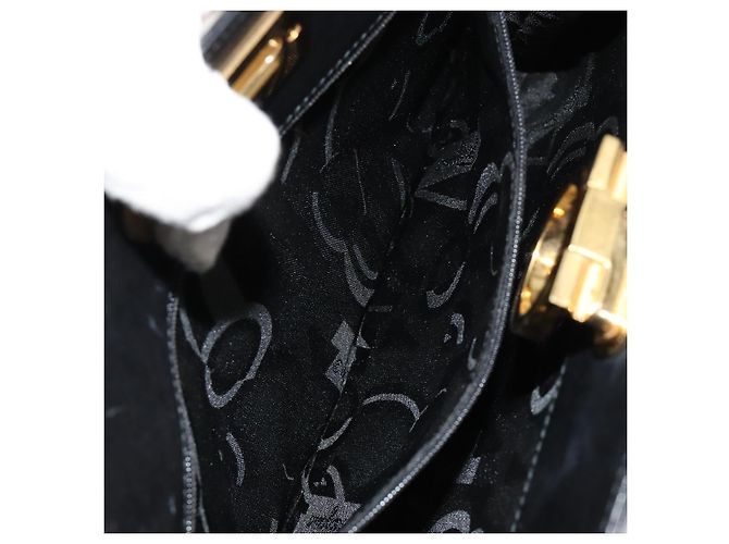 Borsa a Spalla Salvatore Ferragamo Gancini in Pelle Nera e Oro Auth 185103A Nero D'oro - vista 20