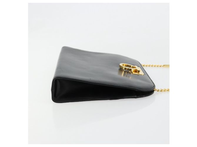 Borsa a Spalla Salvatore Ferragamo Gancini in Pelle Nera e Oro Auth 185103A Nero D'oro - vista 3