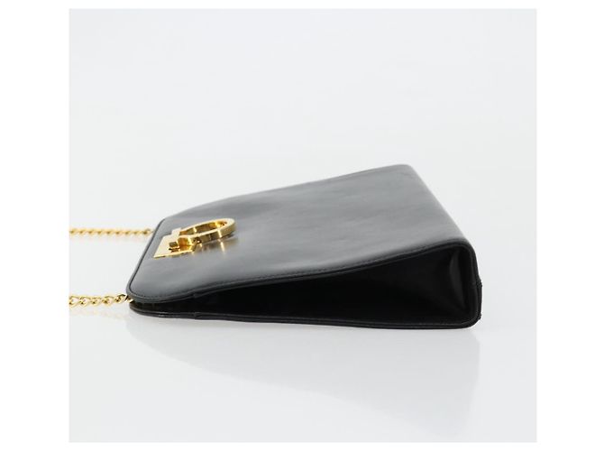 Borsa a Spalla Salvatore Ferragamo Gancini in Pelle Nera e Oro Auth 185103A Nero D'oro - vista 4