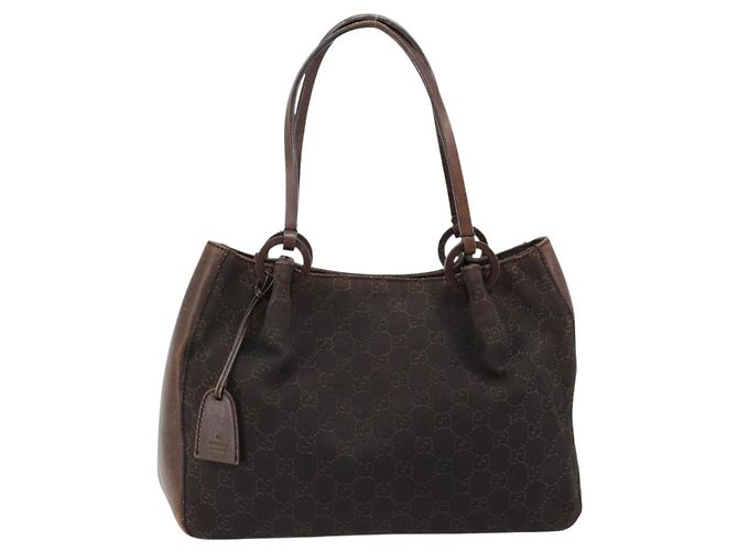 Borsa Tote GUCCI GG Canvas Marrone Argento 101919 Auth 184501 - vista 13
