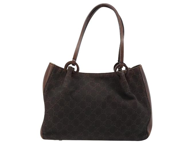 Borsa Tote GUCCI GG Canvas Marrone Argento 101919 Auth 184501 - vista 2