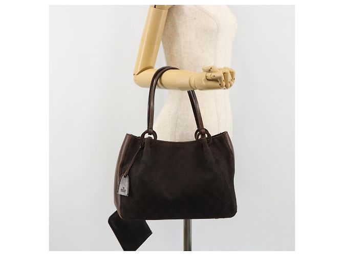 Borsa Tote GUCCI GG Canvas Marrone Argento 101919 Auth 184501 - vista 22
