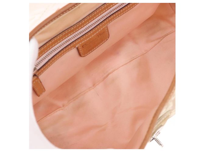 Borsa Christian Dior Trotter Canvas Romantic Chain Ivory Silver Auth 184735A Argento Crudo - vista 11