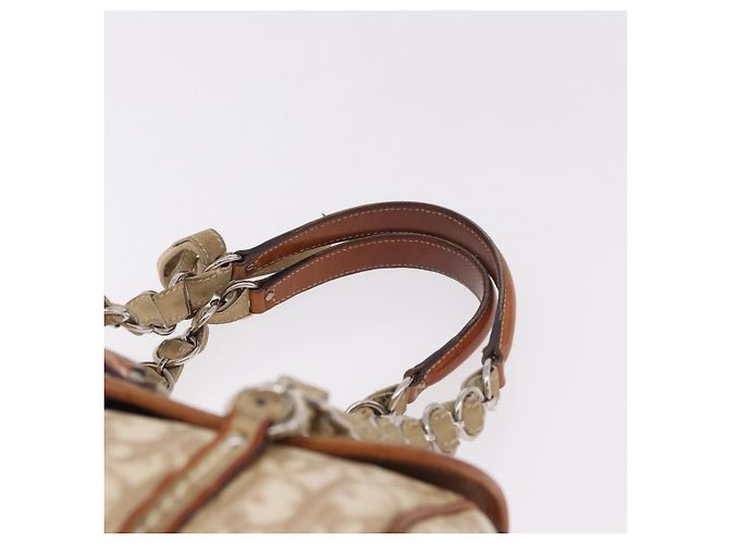Borsa Christian Dior Trotter Canvas Romantic Chain Ivory Silver Auth 184735A Argento Crudo - vista 14