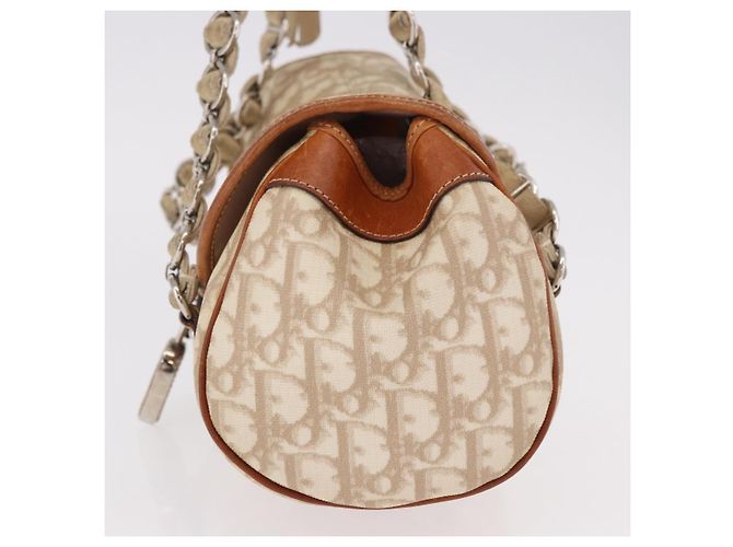 Borsa Christian Dior Trotter Canvas Romantic Chain Ivory Silver Auth 184735A Argento Crudo - vista 3