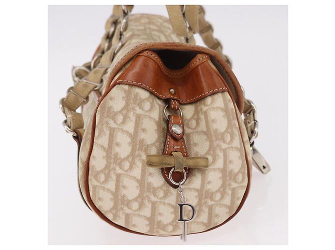 Borsa Christian Dior Trotter Canvas Romantic Chain Ivory Silver Auth 184735A Argento Crudo - vista 4
