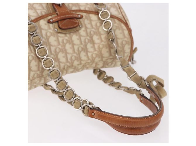 Borsa Christian Dior Trotter Canvas Romantic Chain Ivory Silver Auth 184735A Argento Crudo - vista 7