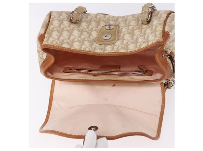 Borsa Christian Dior Trotter Canvas Romantic Chain Ivory Silver Auth 184735A Argento Crudo - vista 9