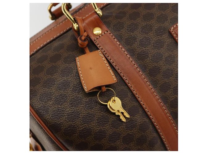 Céline Borsa Boston CELINE in Tela Macadam PVC Pelle Marrone Oro Auth 183294A D'oro - vista 10