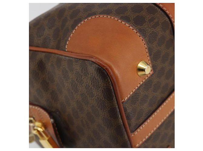 Céline Borsa Boston CELINE in Tela Macadam PVC Pelle Marrone Oro Auth 183294A D'oro - vista 14