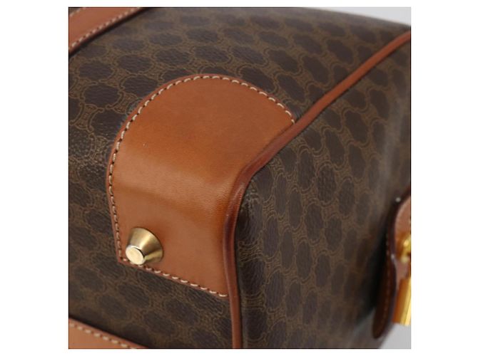 Céline Borsa Boston CELINE in Tela Macadam PVC Pelle Marrone Oro Auth 183294A D'oro - vista 15