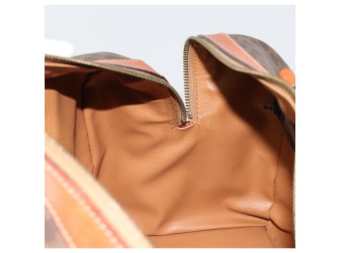 Céline Borsa Boston CELINE in Tela Macadam PVC Pelle Marrone Oro Auth 183294A D'oro - vista 19