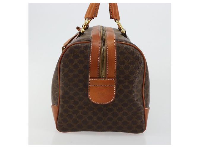 Céline Borsa Boston CELINE in Tela Macadam PVC Pelle Marrone Oro Auth 183294A D'oro - vista 3
