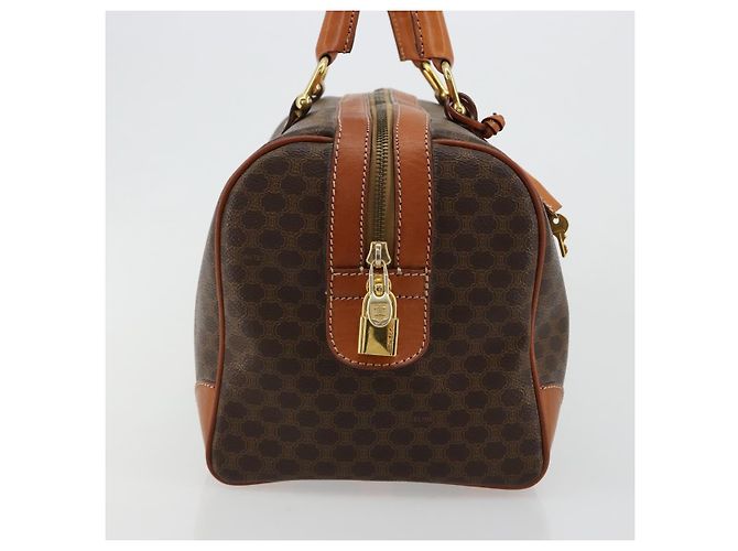 Céline Borsa Boston CELINE in Tela Macadam PVC Pelle Marrone Oro Auth 183294A D'oro - vista 4