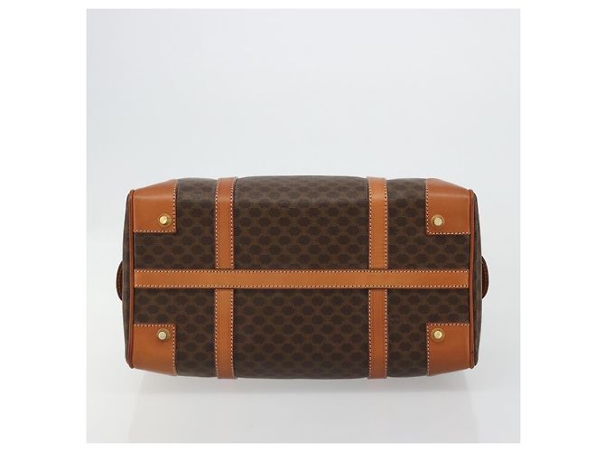 Céline Borsa Boston CELINE in Tela Macadam PVC Pelle Marrone Oro Auth 183294A D'oro - vista 5