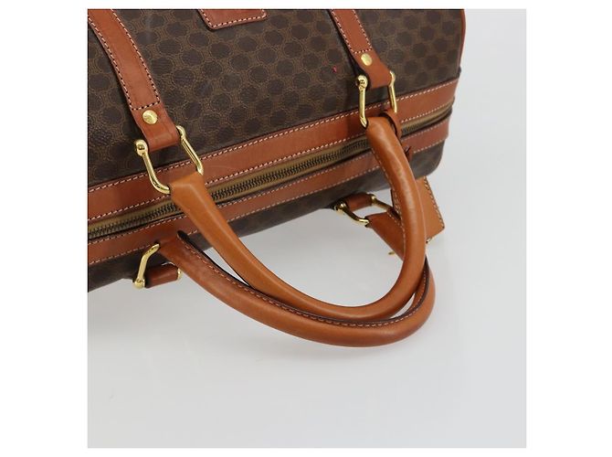 Céline Borsa Boston CELINE in Tela Macadam PVC Pelle Marrone Oro Auth 183294A D'oro - vista 7