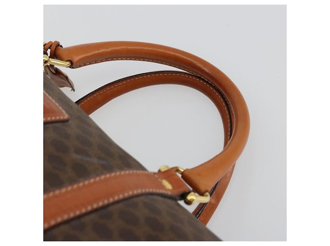 Céline Borsa Boston CELINE in Tela Macadam PVC Pelle Marrone Oro Auth 183294A D'oro - vista 8