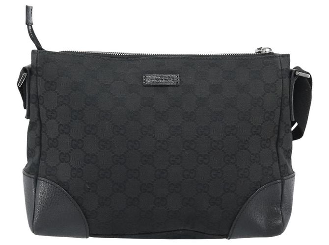 Borsa a Spalla GUCCI GG Canvas Nera Argento 114273 Auth bs35495 Nero - vista 13