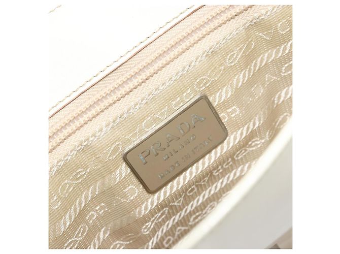 Borsa a tracolla PRADA in pelle verniciata Beige Argento Auth bs35591 - vista 18