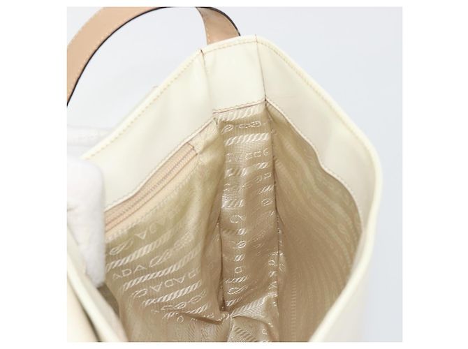 Borsa a tracolla PRADA in pelle verniciata Beige Argento Auth bs35591 - vista 19
