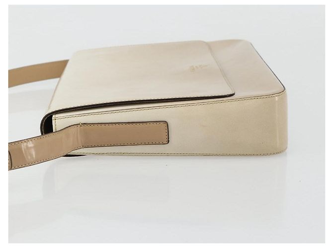 Borsa a tracolla PRADA in pelle verniciata Beige Argento Auth bs35591 - vista 4