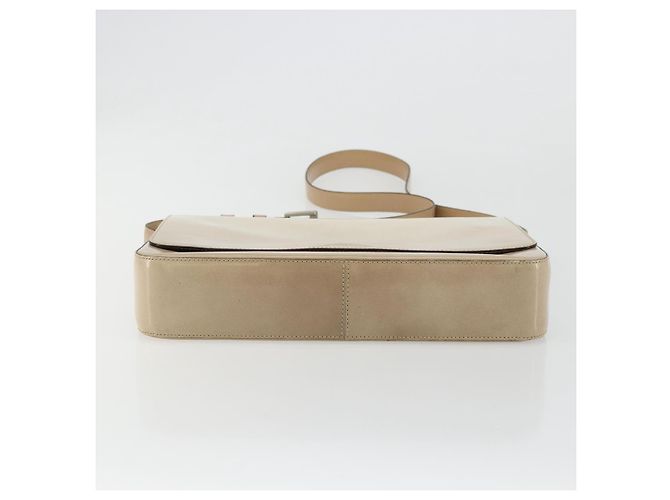 Borsa a tracolla PRADA in pelle verniciata Beige Argento Auth bs35591 - vista 5