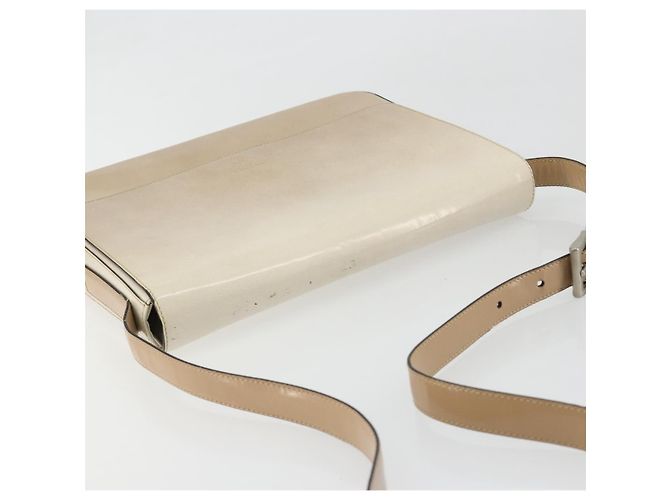 Borsa a tracolla PRADA in pelle verniciata Beige Argento Auth bs35591 - vista 6