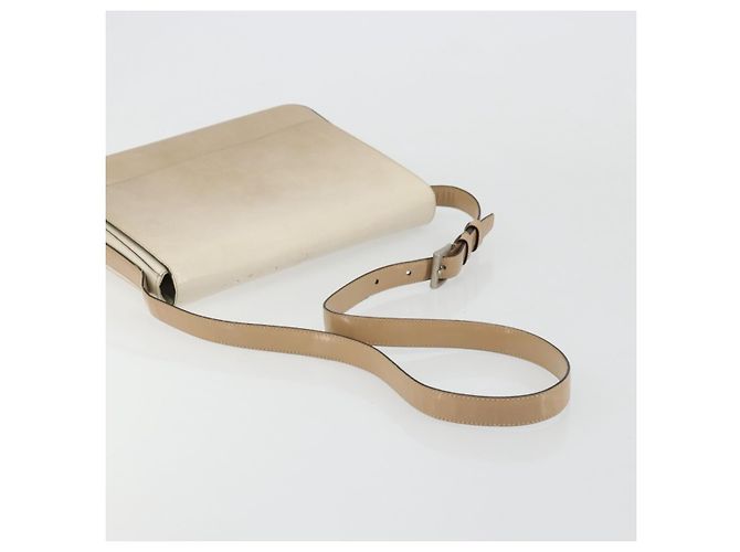 Borsa a tracolla PRADA in pelle verniciata Beige Argento Auth bs35591 - vista 7