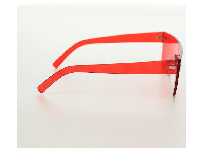LOUIS VUITTON Gafas de sol Monogram LV x Supreme Citymark SP de plástico Auth 184270SM Roja - vista 4