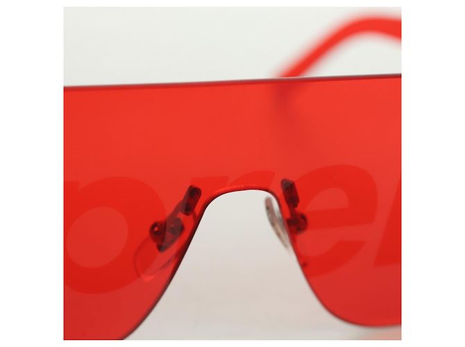 LOUIS VUITTON Gafas de sol Monogram LV x Supreme Citymark SP de plástico Auth 184270SM Roja - vista 7
