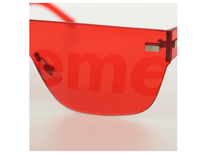 LOUIS VUITTON Gafas de sol Monogram LV x Supreme Citymark SP de plástico Auth 184270SM Roja - vista 8