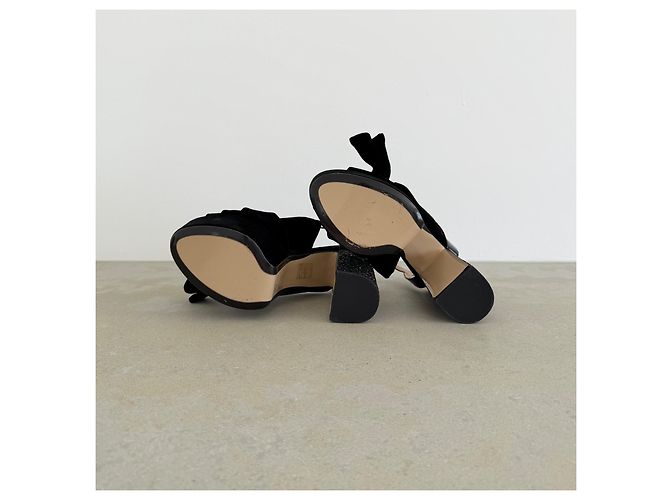 N°21 Samt-Plateau-Sandalen mit Glitzerabsatz, Pre-Fall 2015 Schwarz - Ansicht 5