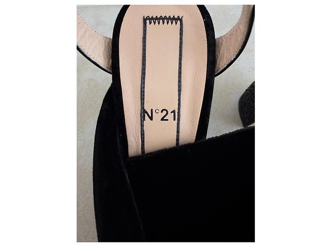 N°21 Samt-Plateau-Sandalen mit Glitzerabsatz, Pre-Fall 2015 Schwarz - Ansicht 7