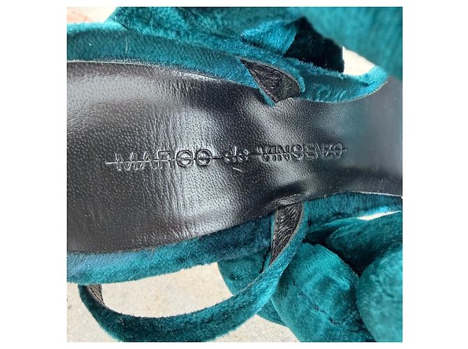 Autre Marque Marco de Vincenzo Sandali intrecciati in velluto smeraldo Pre-Fall 2017 Verde - vista 8