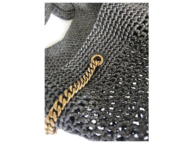 Saint Laurent Icare Borsa Shopper Rafia Nero - vista 12