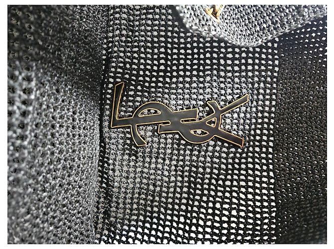 Saint Laurent Icare Borsa Shopper Rafia Nero - vista 13