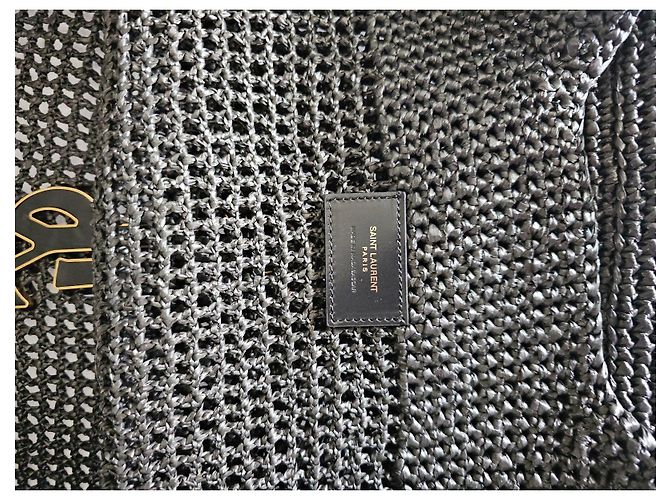 Saint Laurent Icare Borsa Shopper Rafia Nero - vista 14