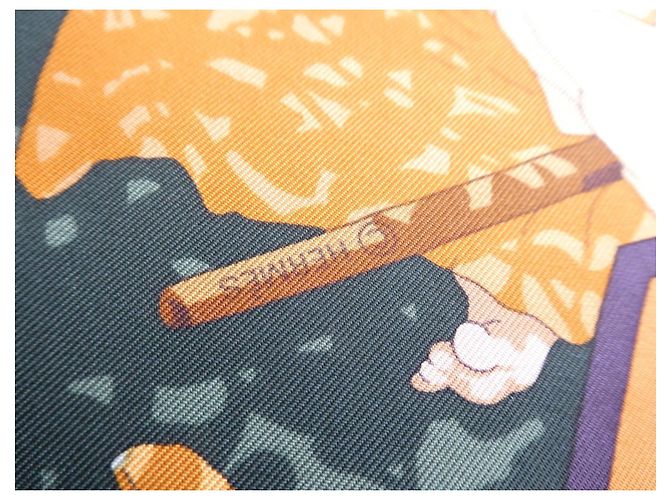 Hermès Seidenschal "Marché flottant du Lac Inlé" Braun Weiß Beige Grün Orange - Ansicht 10