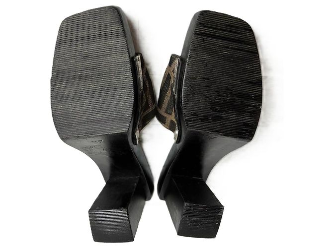 Fendi Zucca Canvas Platform Mules Brown Black - view 4