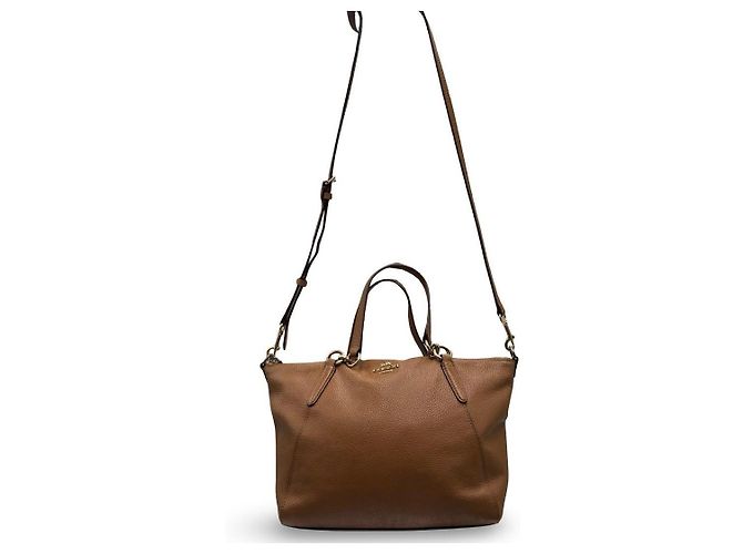 Borsa Tote Coach in pelle granulata marrone - vista 2
