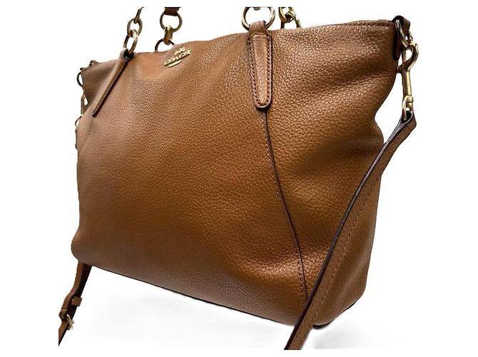 Borsa Tote Coach in pelle granulata marrone - vista 3