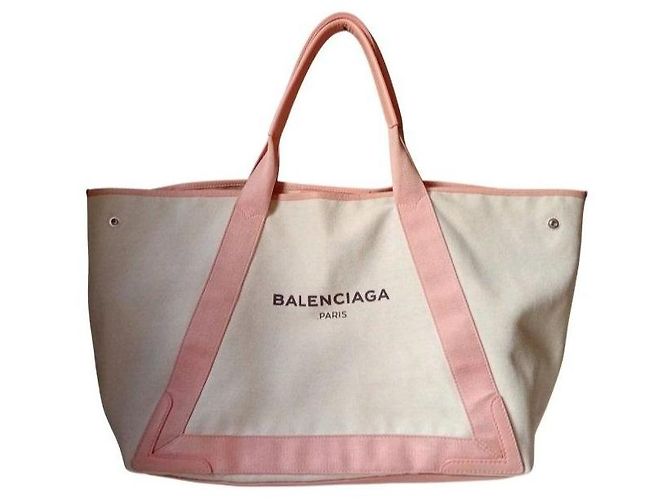 Balenciaga Cabas Tote Bag Paris Beige Melocotón - vista 7