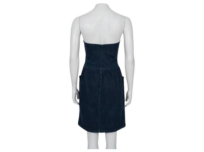 Prada Trägerloses Denim-Kleid Dunkelblau - Ansicht 3