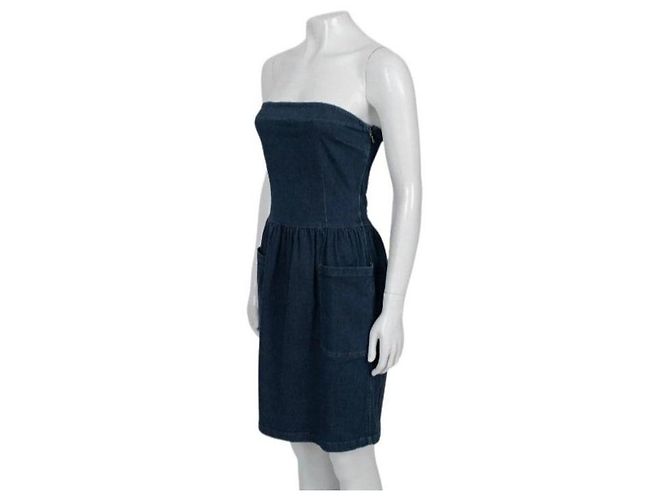 Prada Trägerloses Denim-Kleid Dunkelblau - Ansicht 4