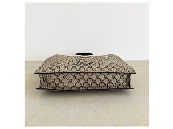 Gucci GG Supreme Blind for Love Bee Tote Marrone Monogramma - vista 6