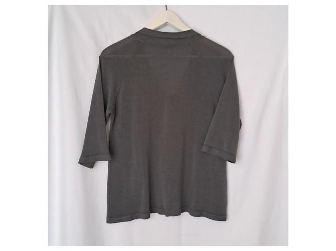 Polo Chanel de algodón gris antracita con botones de joya CC - vista 2