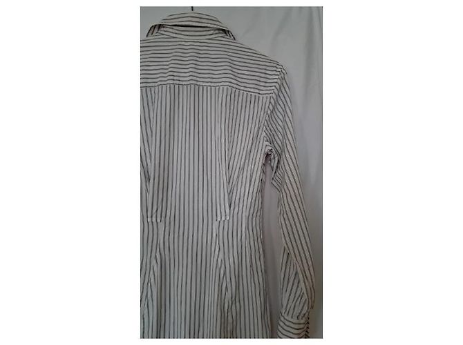 Yves Saint Laurent Gestreiftes Hemdblusenkleid Weiß Grau - Ansicht 10